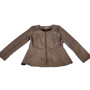 Anthropologie Curated Solitaire by Ravi Khosla Brown Zip Jacket Faux Suade Sz L